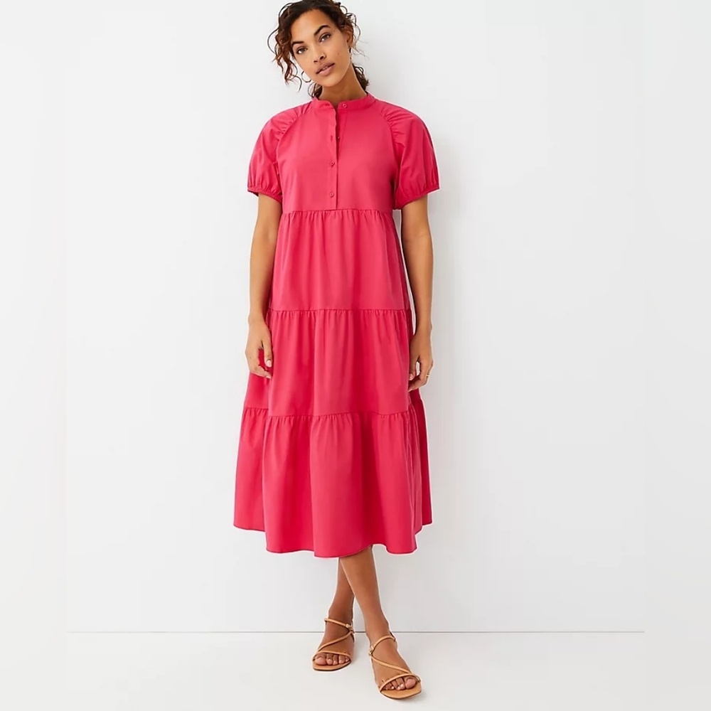 Ann Taylor | Tiered Midi Shirtdress - Picture 1 of 6